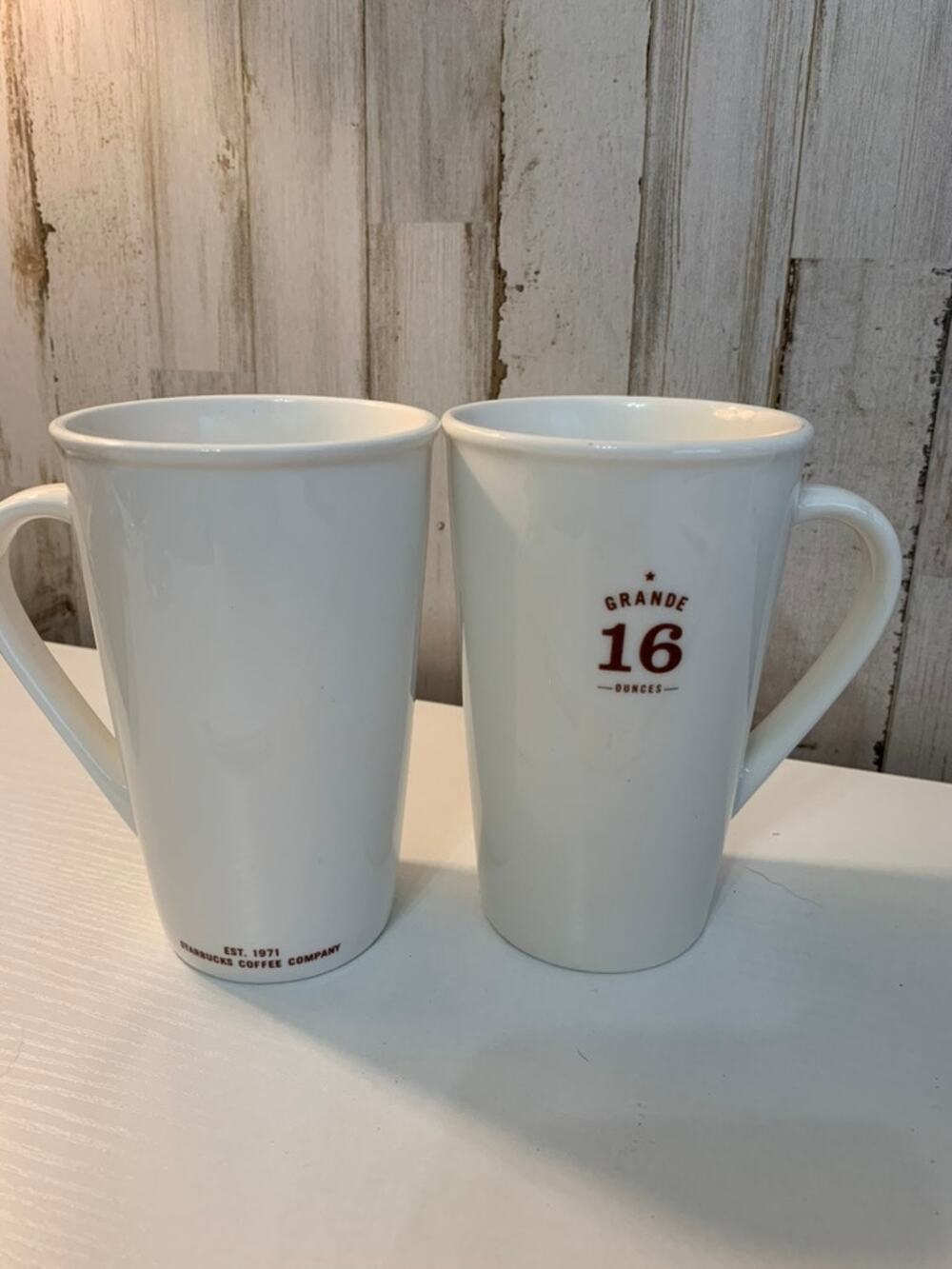 Starbucks Coffee Mugs Set of 2 White Logo Tall 16 oz Grande
